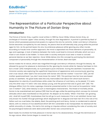 Humanity’s representation in The Picture of Dorian Gray