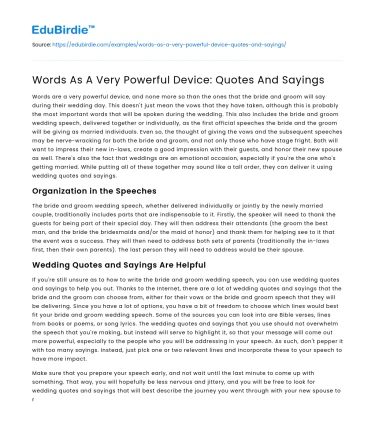 Words As A Very Powerful Device: Quotes And Sayings