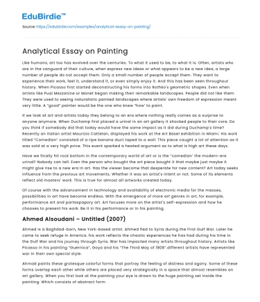 Analytical Essay on Painting
