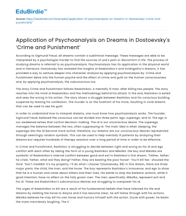 Psychoanalysis of Dreams in Dostoevsky’s ‘Crime and Punishment’
