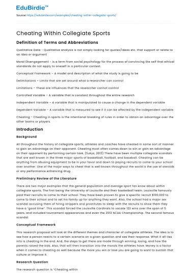 Cheating Within Collegiate Sports