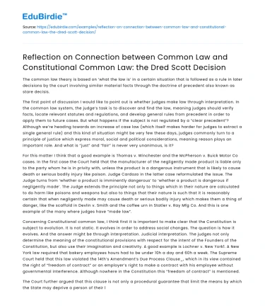 The Connection between Common Law and Dred Scott