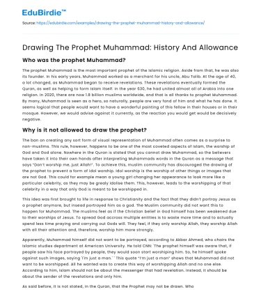 Drawing The Prophet Muhammad: History And Allowance