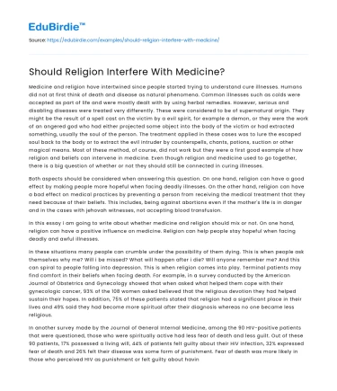 Should Religion Interfere With Medicine?