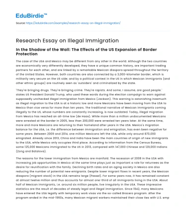 Research Essay on Illegal Immigration