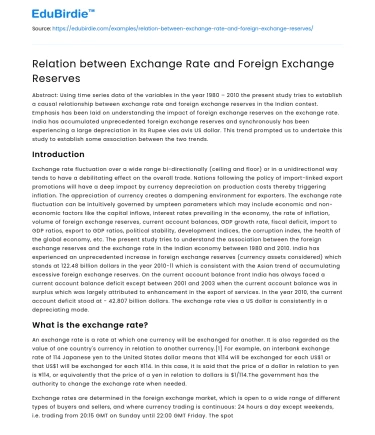 Relation between Exchange Rate and Foreign Exchange Reserves