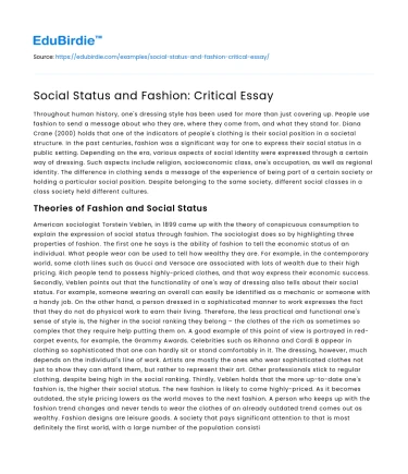 Social Status and Fashion: Critical Essay