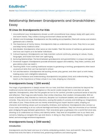 Relationship Between Grandparents and Grandchildren: Essay