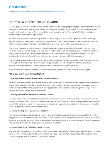 Animal Welfare Pros and Cons