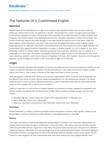 The Features Of A Customised English