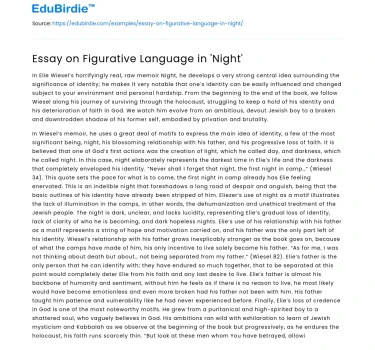 Essay on Figurative Language in ‘Night’