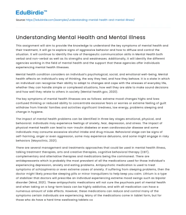Understanding Mental Health and Mental Illness