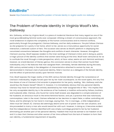 The Problem of Female Identity in Virginia Woolf’s Mrs. Dalloway
