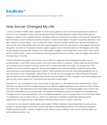 How Soccer Changed My Life