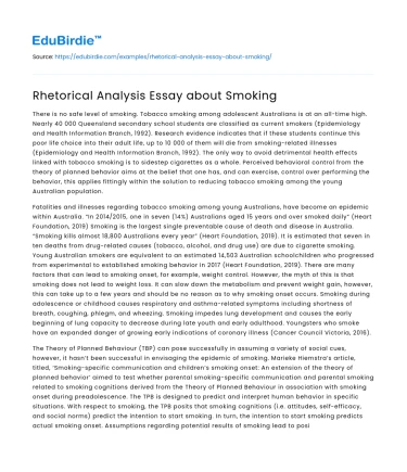 Rhetorical Analysis Essay about Smoking