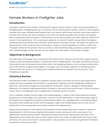 Female Workers In Firefighter Jobs