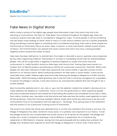 Fake News In Digital World