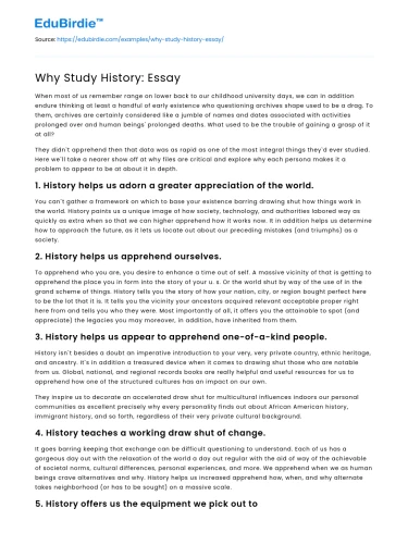 Why Study History: Essay