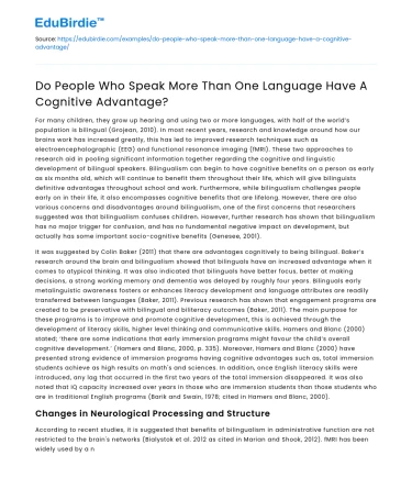 Do People Who Speak More Than One Language Have A Cognitive Advantage?