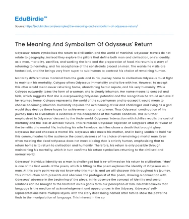 The Meaning And Symbolism Of Odysseus’ Return