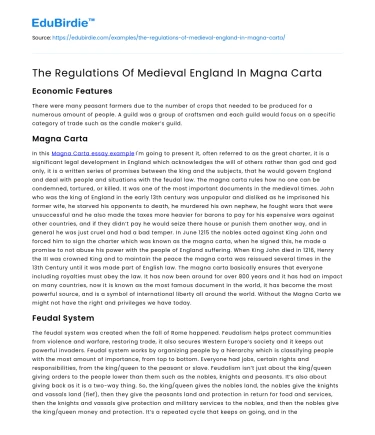 The Legacy of Magna Carta: Medieval English Regulations