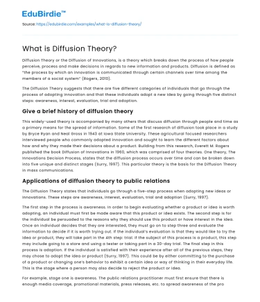What is Diffusion Theory?