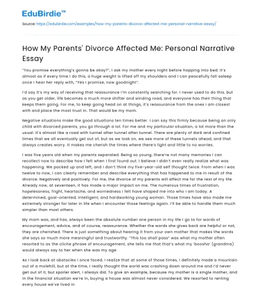 How My Parents’ Divorce Affected Me: Personal Narrative Essay