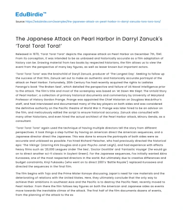 The Japanese Attack on Pearl Harbor in Darryl Zanuck’s ‘Tora! Tora! Tora!’