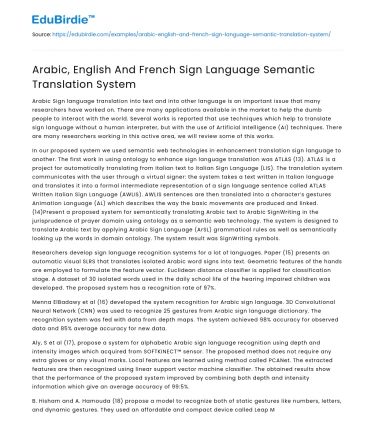 Arabic, English And French Sign Language Semantic Translation System