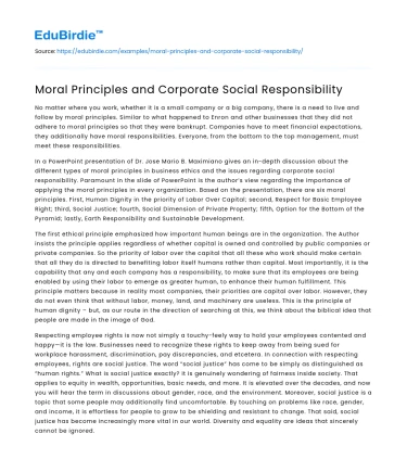 Moral Principles and Corporate Social Responsibility