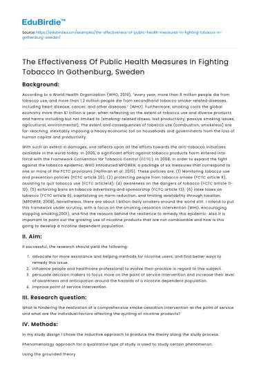 Public Health Measures vs Tobacco in Gothenburg, Sweden