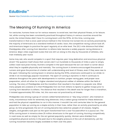 The Meaning Of Running In America