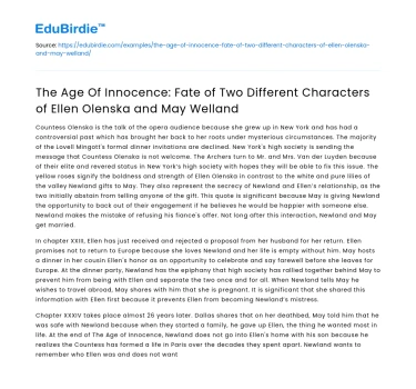 Fate of Ellen Olenska and May Welland in The Age of Innocence