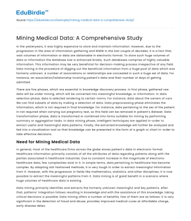 Mining Medical Data: A Comprehensive Study