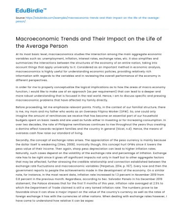 Macroeconomic Trends and Their Impact on the Life of the Average Person