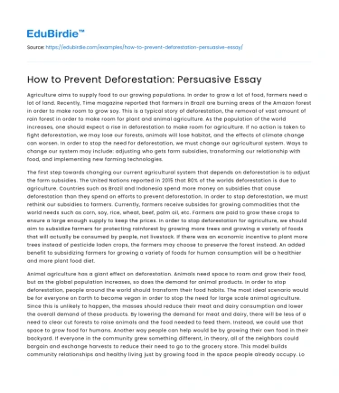 How to Prevent Deforestation: Persuasive Essay