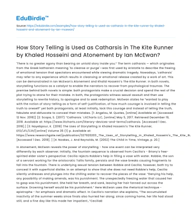 Catharsis in The Kite Runner and Atonement