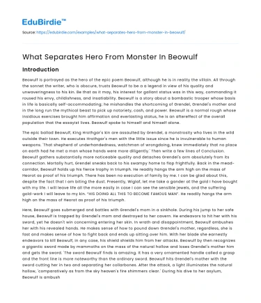 Distinguishing Heroes from Monsters in Beowulf