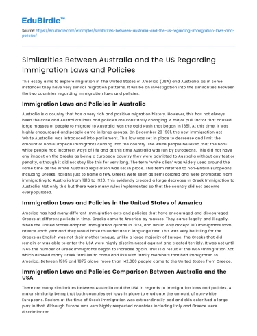 Australia and US Immigration Laws: Similarities
