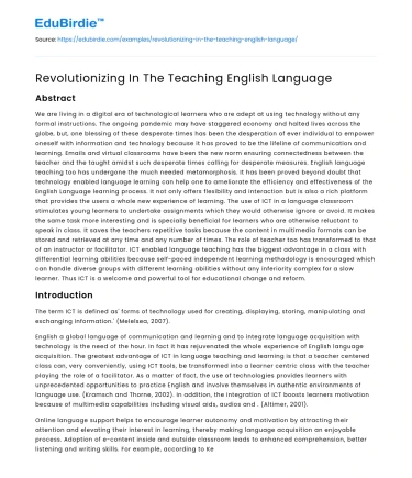Revolutionizing In The Teaching English Language