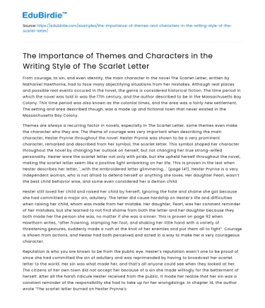 Themes and characters in The Scarlet Letter’s writing style