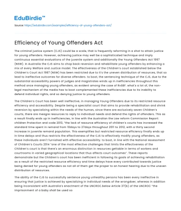 Efficiency of Young Offenders Act