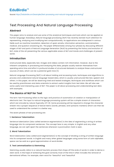 Text Processing And Natural Language Processing
