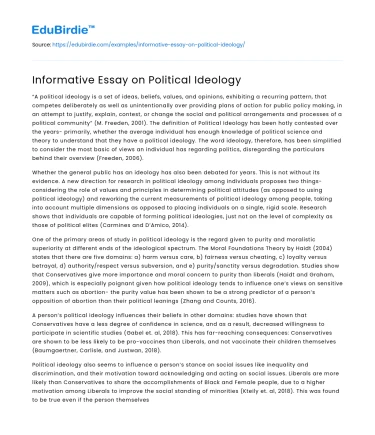 Informative Essay on Political Ideology