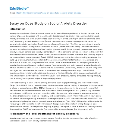 Essay on Case Study on Social Anxiety Disorder
