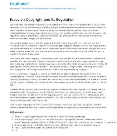 Essay on Copyright and Its Regulation