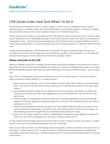 CPR Saves Lives: How And When To Do It