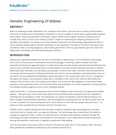 Genetic Engineering Of Babies