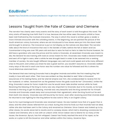 Lessons Taught from the Fate of Caesar and Clemene