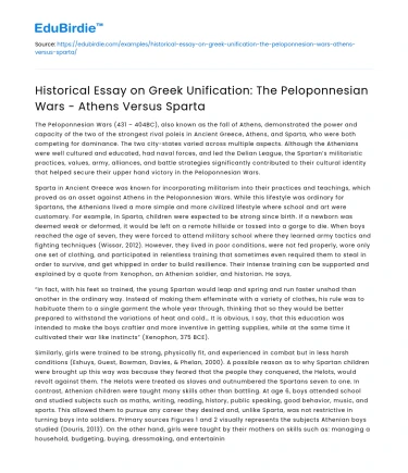 Greek Unification: Peloponnesian Wars – Athens vs Sparta